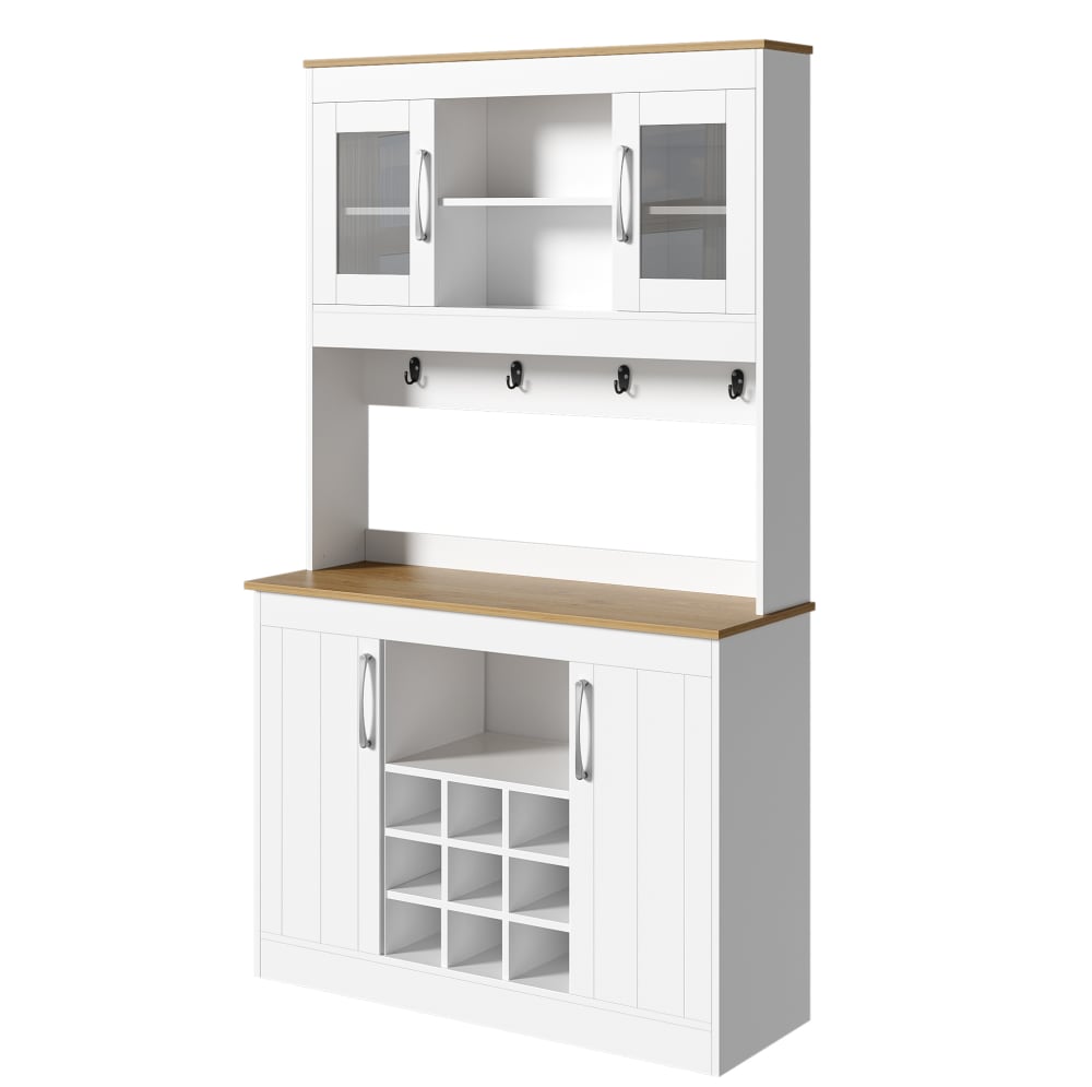 Buffet de cuisine en panneaux de bois blanc naturel 106x39x175 cm