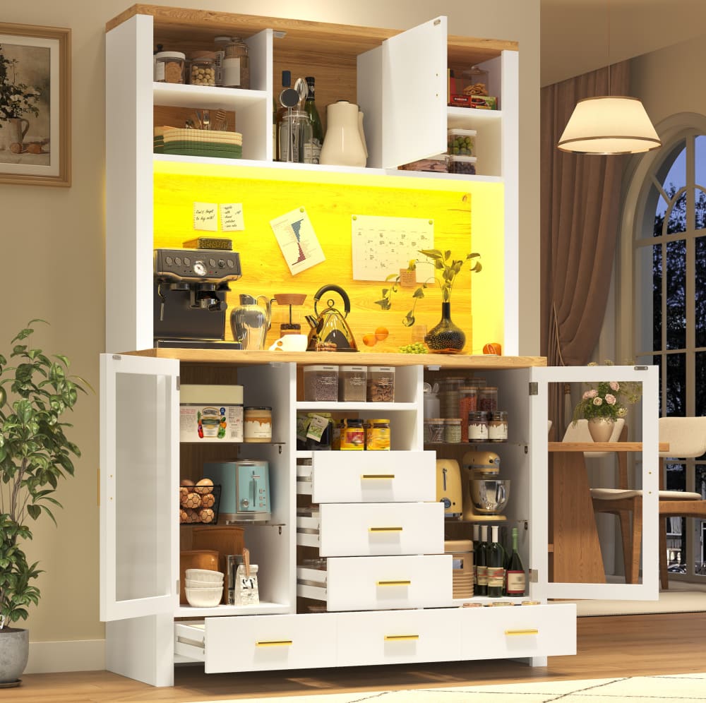 Buffetschrank aus Spanplatte mit LED-Lichtleiste 120x40x180 cm,