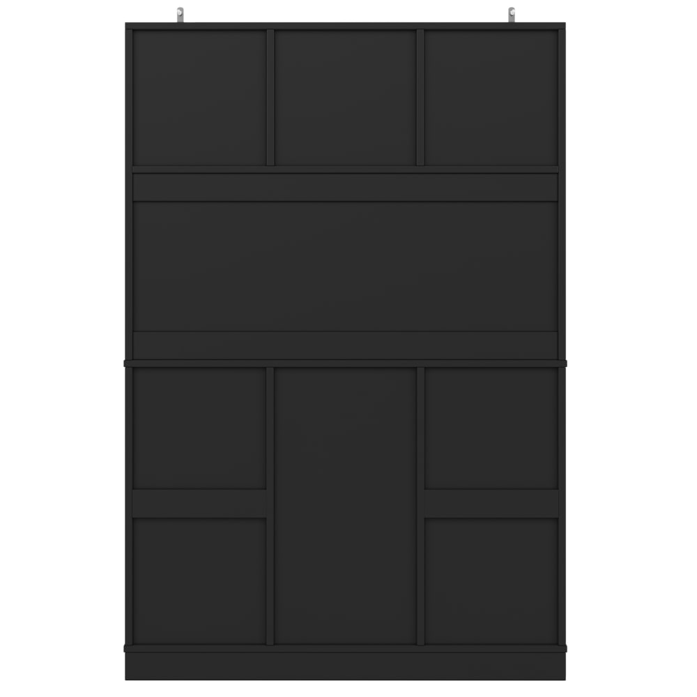 REDOM Küchenschrank aus MDF mit Weinregal 120x40x188 cm, Schwarz Schwarz Spanplatte