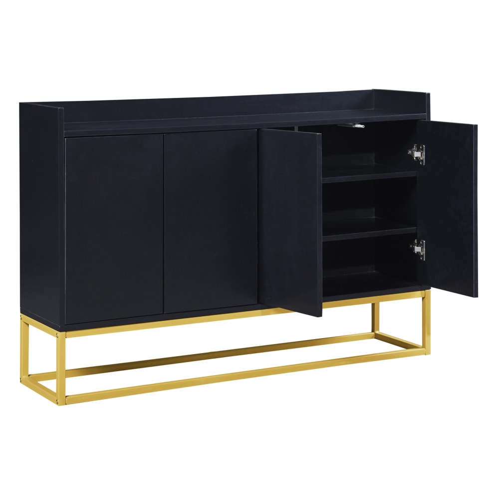 REDOM Sideboard aus Spanplatte mit 4 Türen 120x30x80 cm, Schwarz style modern Schwarz Spanplatte
