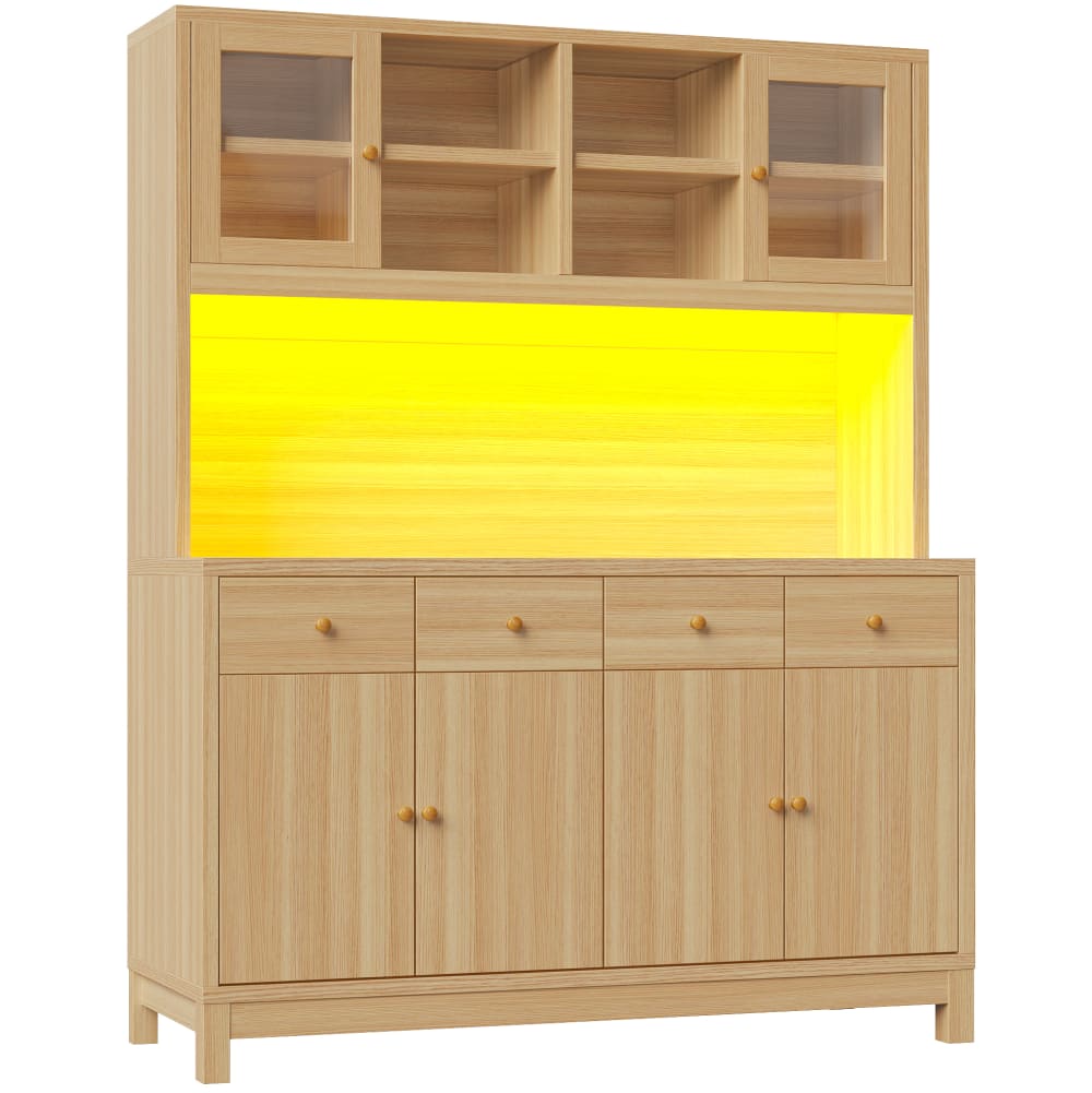 Buffet haut en mdf avec led rgb bois 140x38,5x180 cm
