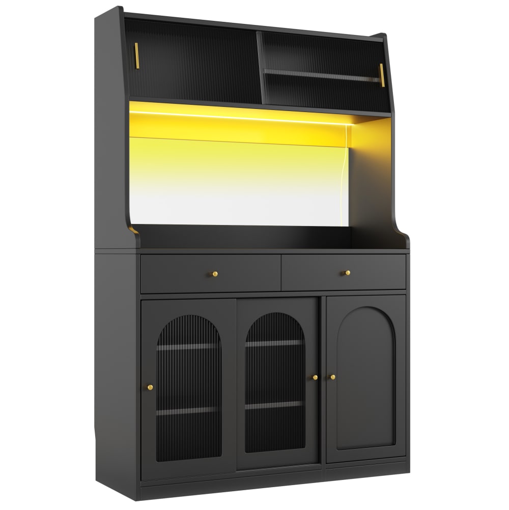 Buffet de cuisine en mdf avec led noir 120x40x180 cm