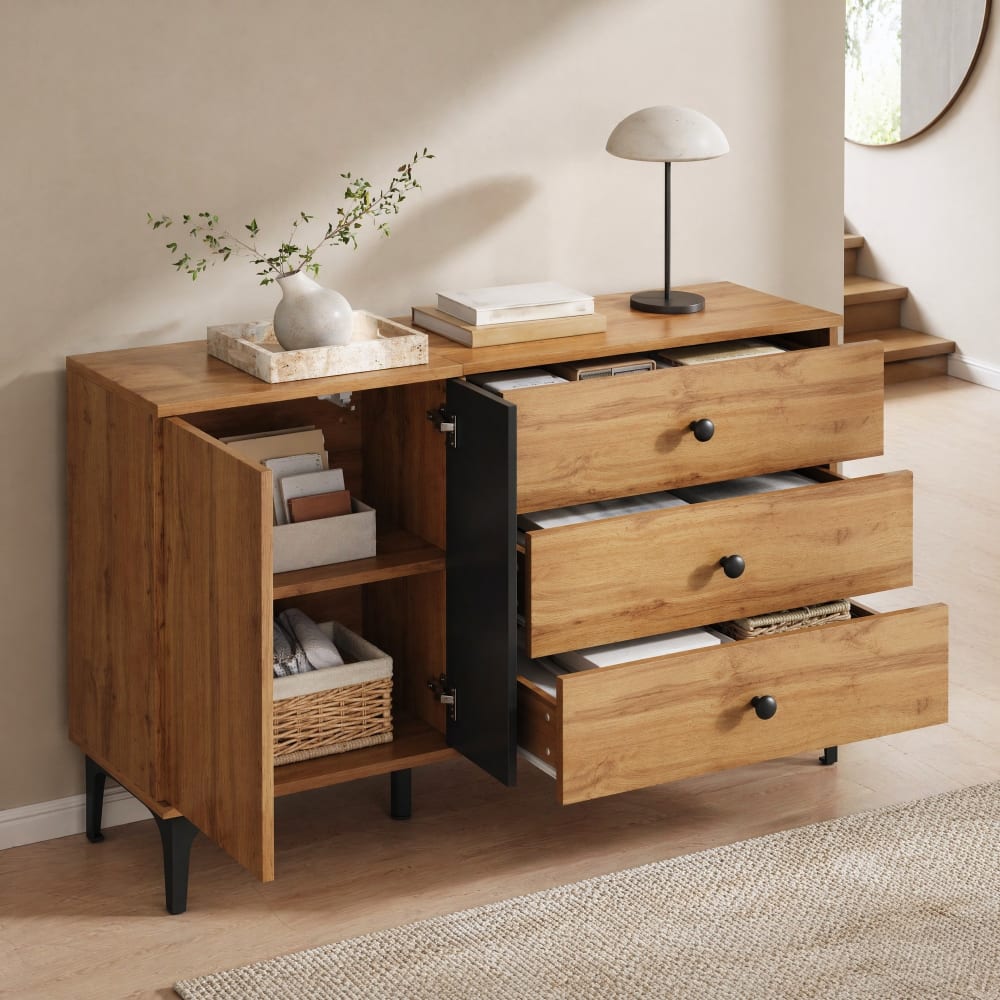 Sideboard aus Spanplatte mit Schubladen 120x35x76 cm,