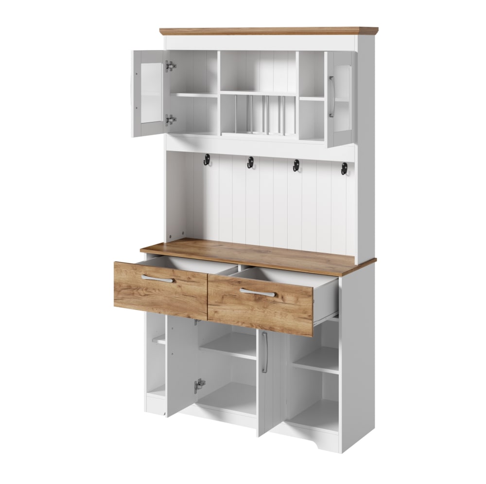 REDOM Buffetschrank aus Spanplatte 106x39x176,5 cm, Natur/Weiß Weiß Spanplatte