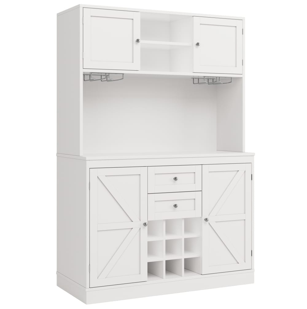 REDOM Küchenschrank aus MDF mit Weinregal 120x40x188 cm, Weiß Weiß Metall
