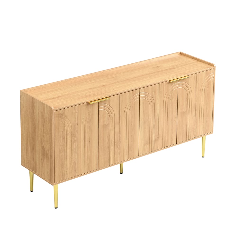 Buffet en mdf avec étagères réglables naturel 140x38x75 cm