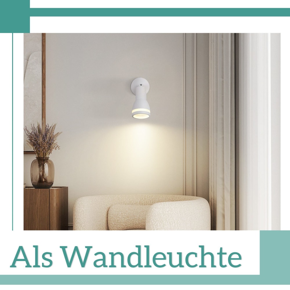 Spot de plafond en fer blanc 6x6x15.7cm gu10 — vue 3