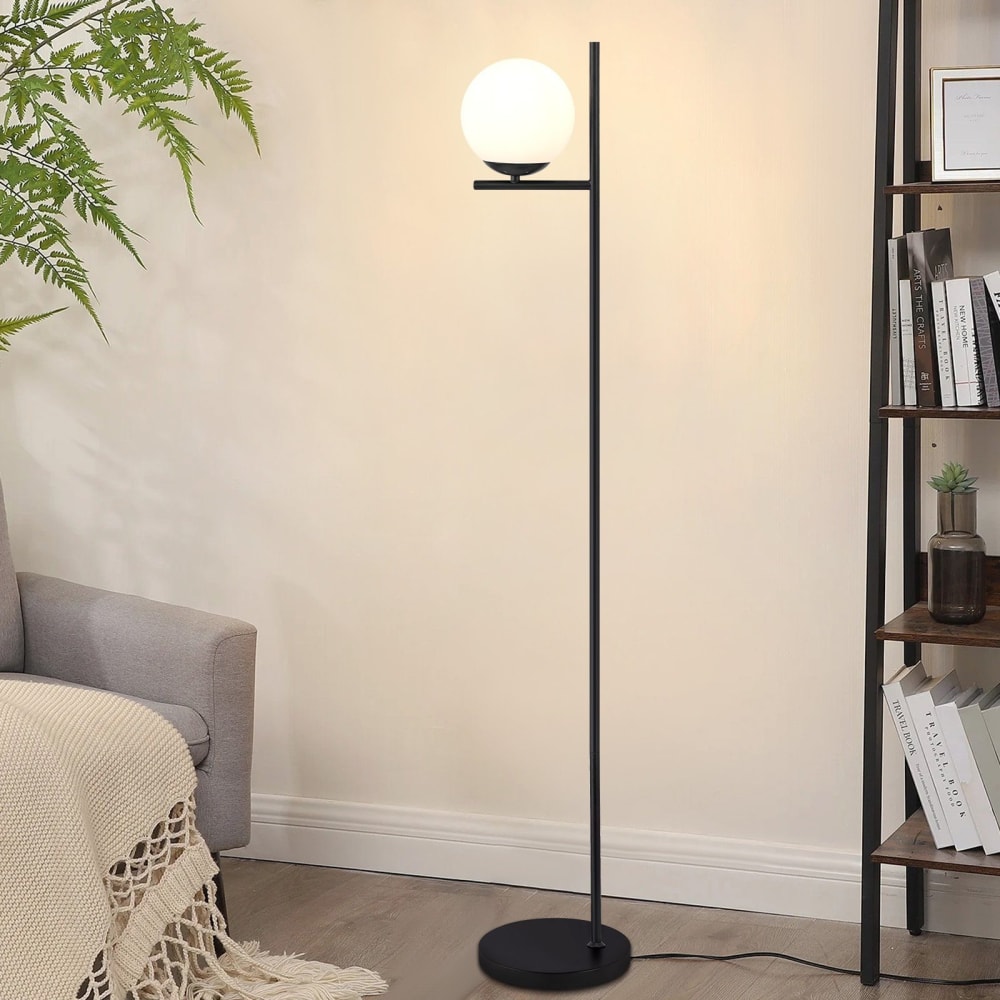 Lampadaire fer verre noir 25x25x150cm e27 — vue 3