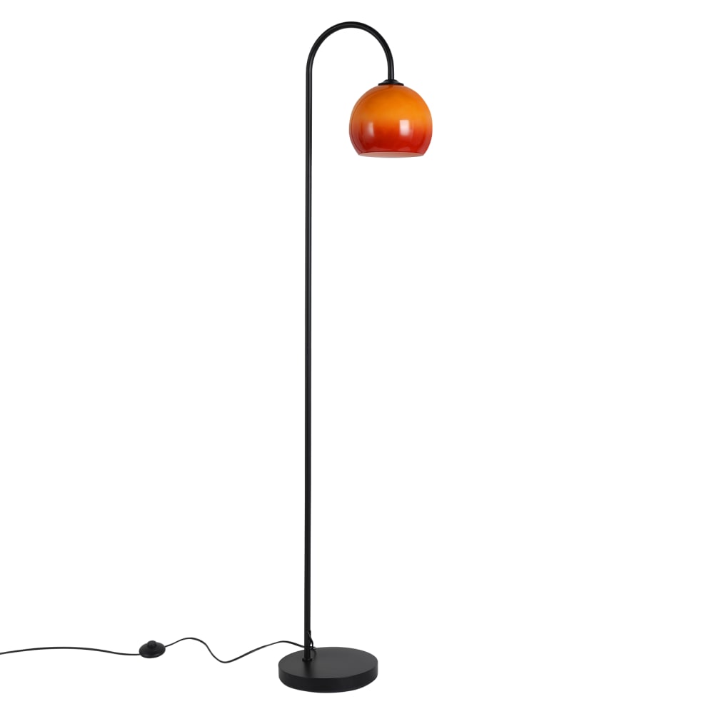 Lampadaire fer verre noir 36x25x160cm e27