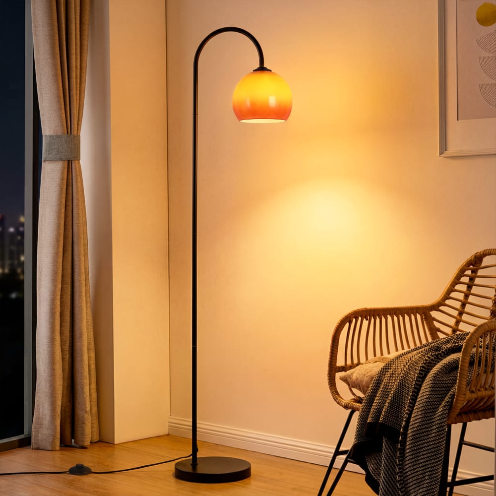 Lampadaire fer verre noir 36x25x160cm e27 — vue 3
