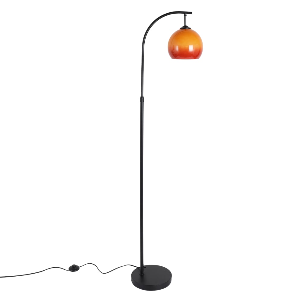 Lampadaire fer verre noir 40x25x160cm e27