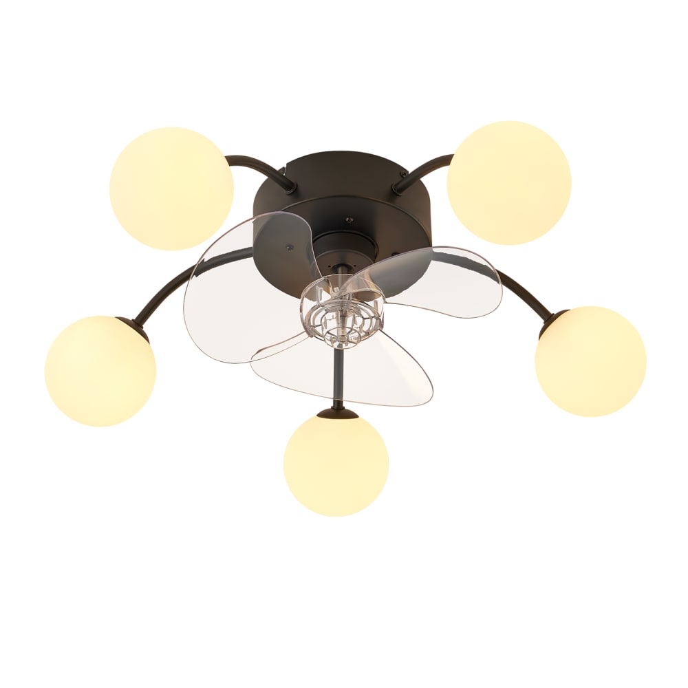 Ventilateur de plafond en fer 50x10x17 cm noir et blanc g9 5 lumières