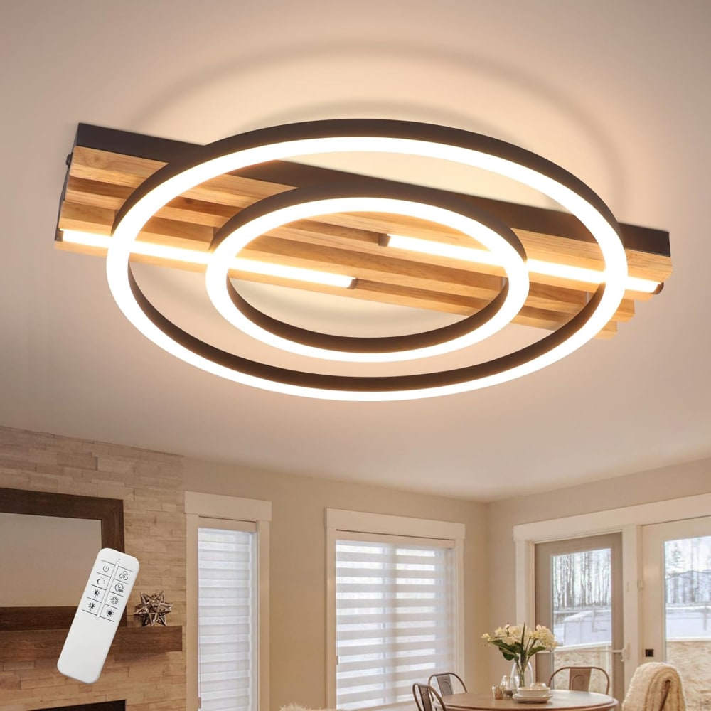 Plafonnier aluminium noir 38x32x6.8cm led 34w — vue 3