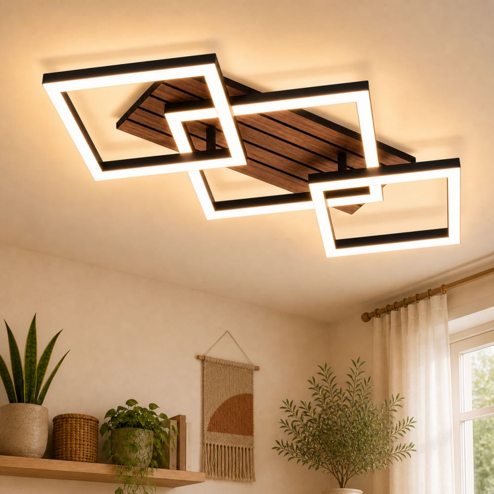 Plafonnier fer noir 31x58x8cm led 21w — vue 3