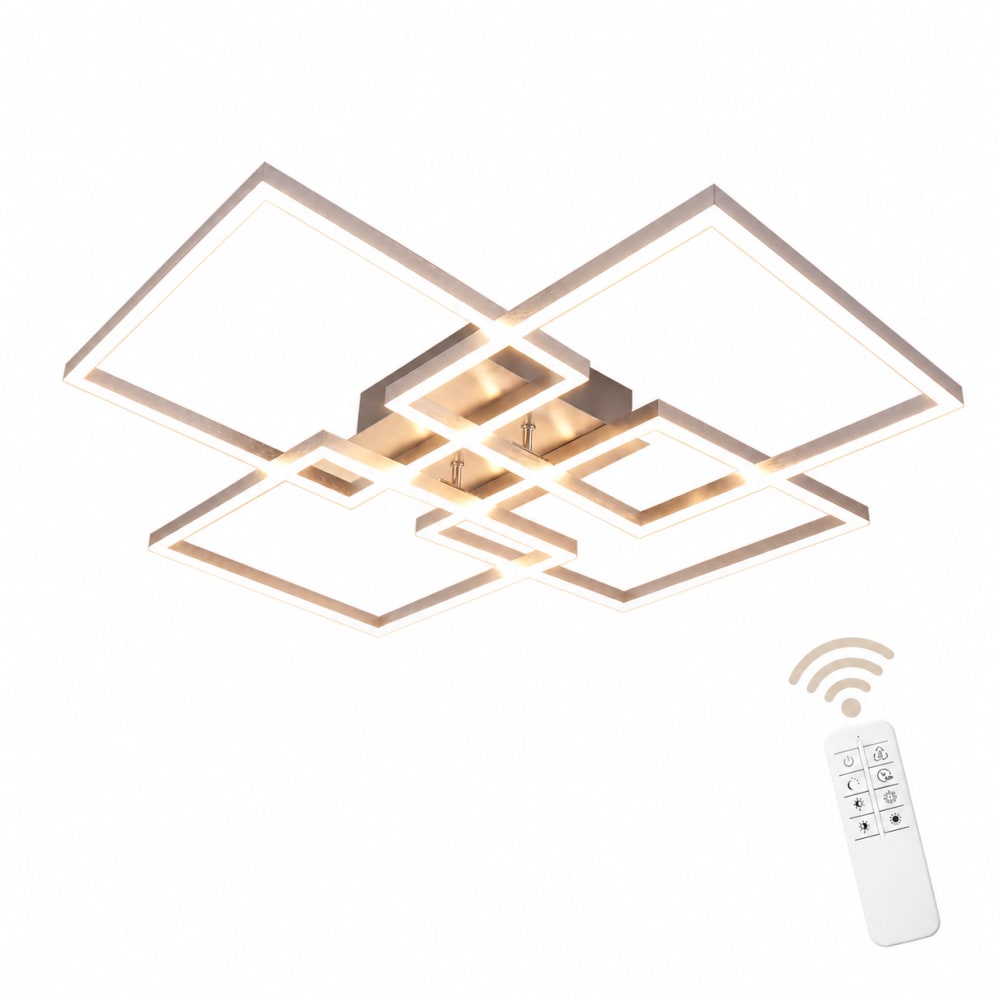 Plafonnier fer argenté 72.4x72.4x7.3cm led 48w
