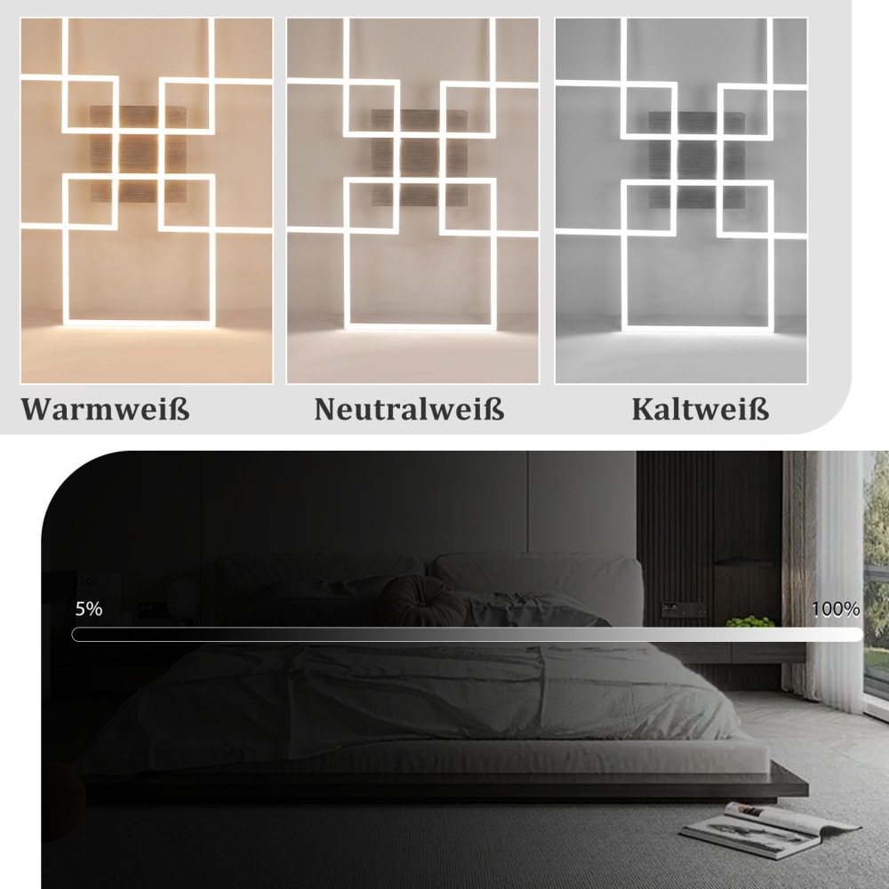 Plafonnier fer argenté 72.4x72.4x7.3cm led 48w — vue 4