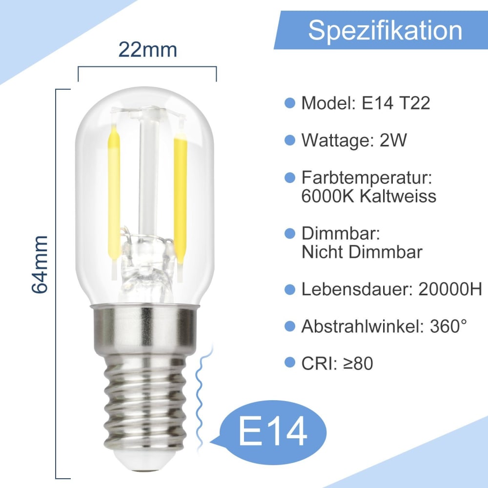 Ampoule verre transparent 2x6cm e14 6000k lot de 4 — vue 3