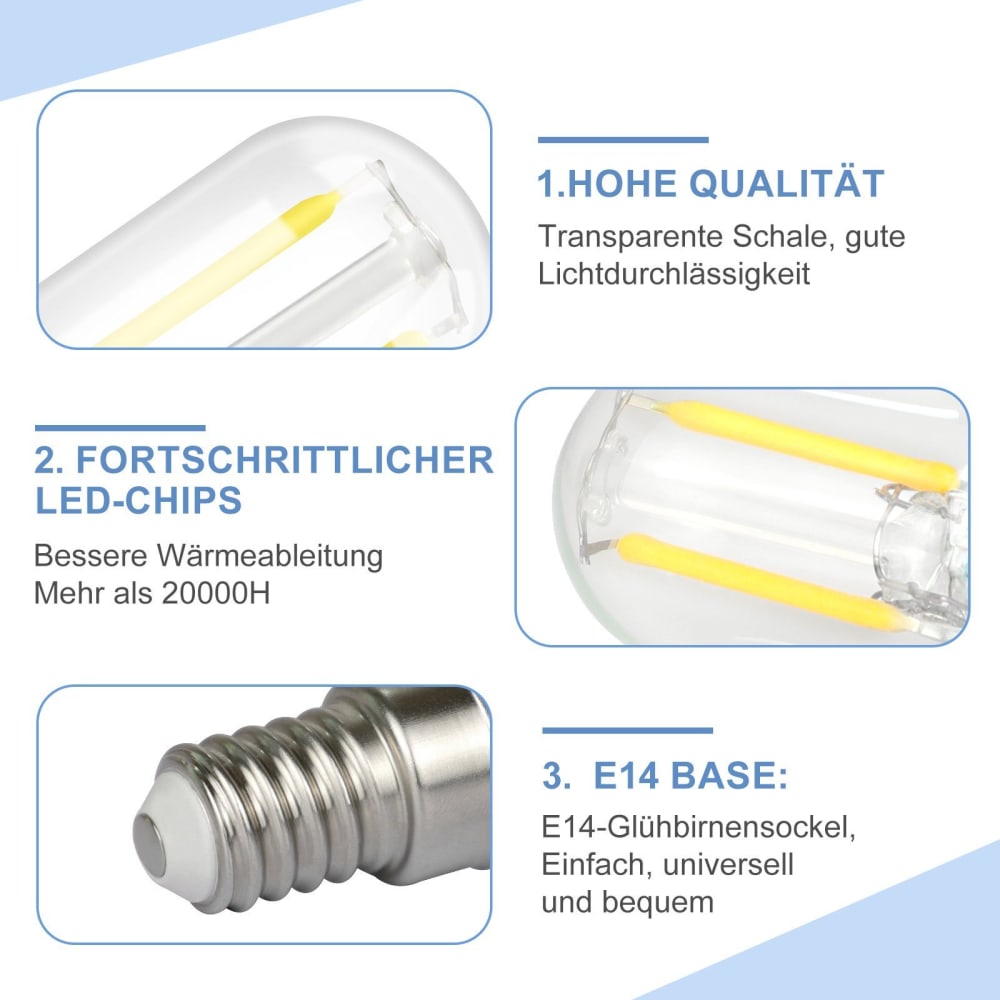 Ampoule verre transparent 2x6cm e14 6000k lot de 4 — vue 4