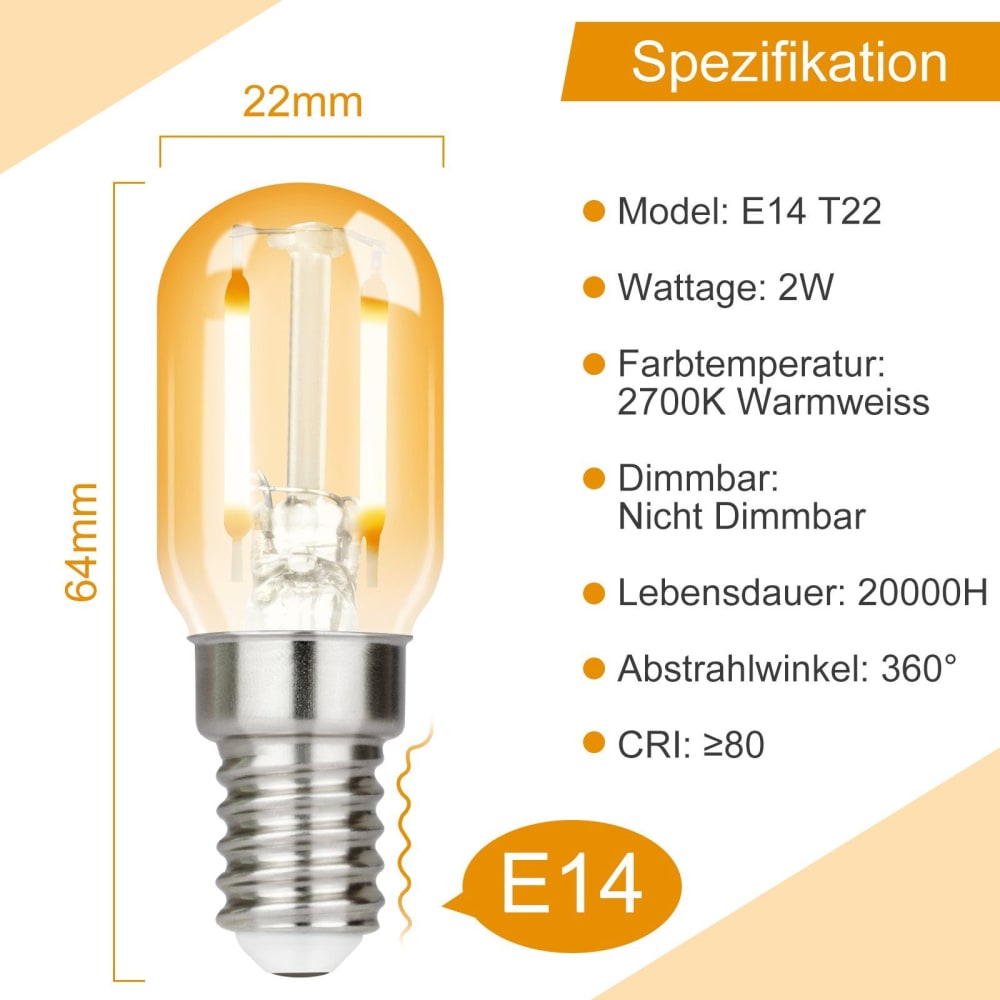 Ampoule verre marron 2x6cm e14 2700k lot de 4 — vue 3