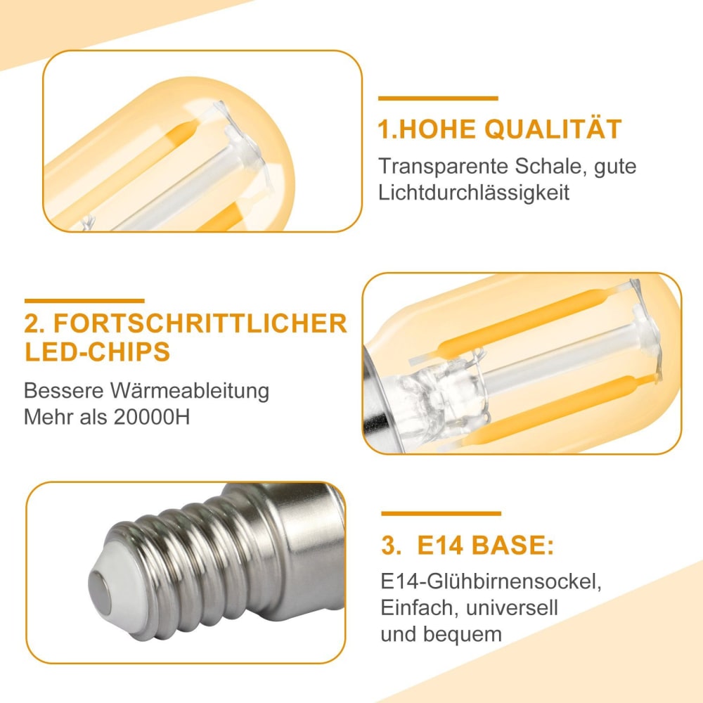 Ampoule verre marron 2x6cm e14 2700k lot de 4 — vue 4