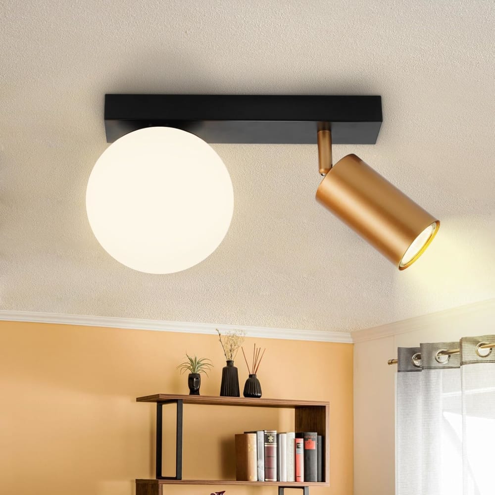 Spot de plafond fer doré 25x13x17.5cm e14 2 flammes — vue 3