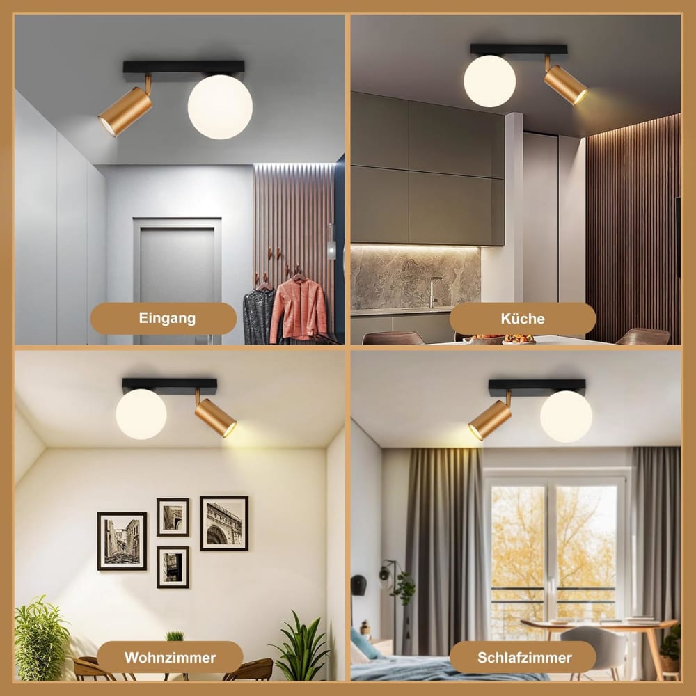 Spot de plafond fer doré 25x13x17.5cm e14 2 flammes — vue 4