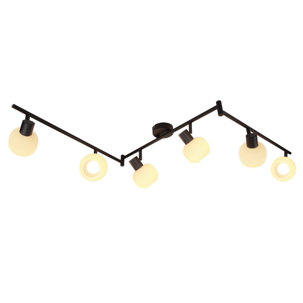 Spot de plafond fer noir 150x10x17.5cm e14 6 flammes