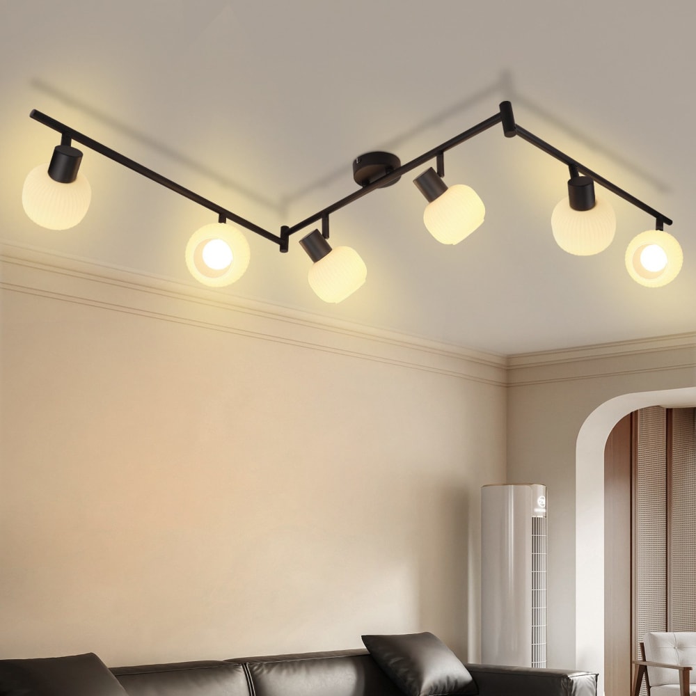 Spot de plafond fer noir 150x10x17.5cm e14 6 flammes — vue 3