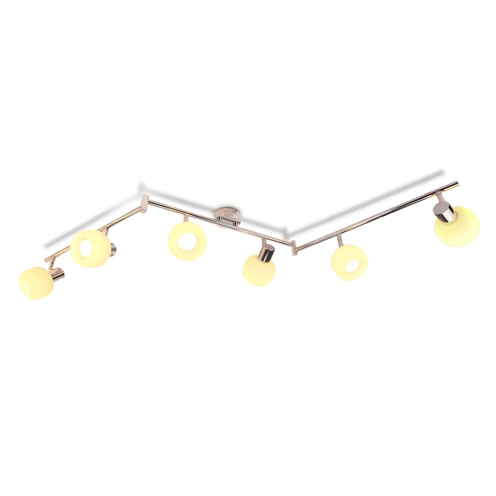 Spot de plafond fer blanc 150x10x17.5cm e14 6 flammes