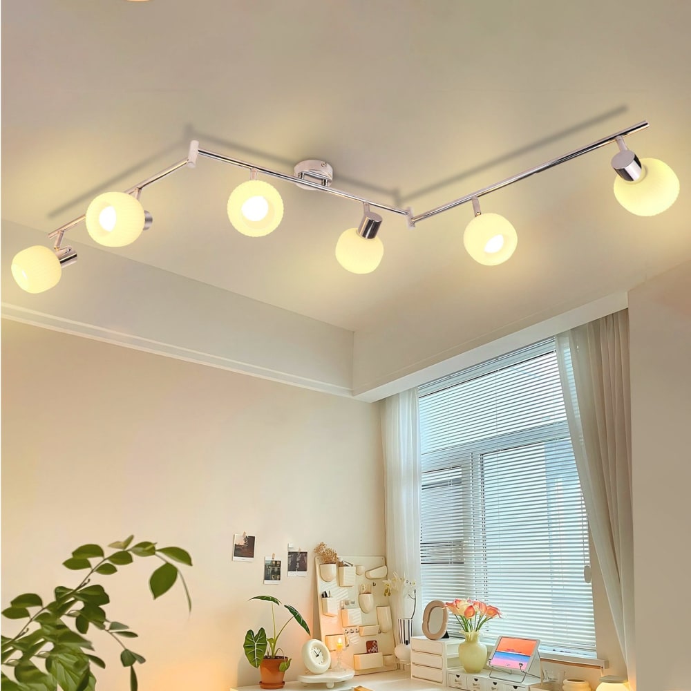 Spot de plafond fer blanc 150x10x17.5cm e14 6 flammes — vue 3