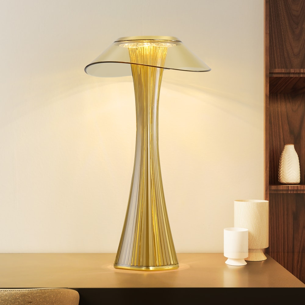 Lampe de table plastique doré 15.1x15.1x27.4cm led — vue 3