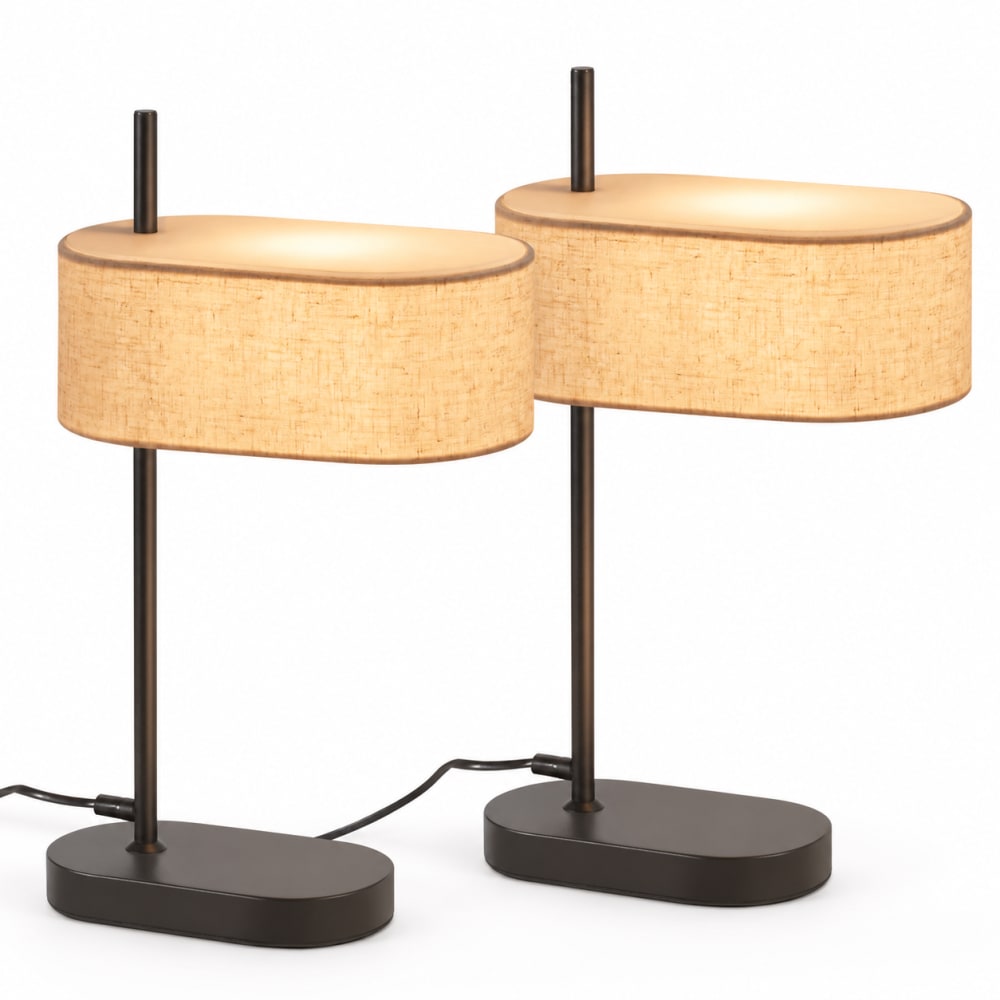 Lampe de table en fer noir 32x15x45cm e14 lot de 2