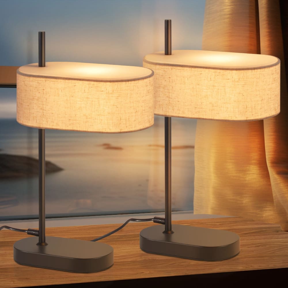 Lampe de table en fer noir 32x15x45cm e14 lot de 2 — vue 3