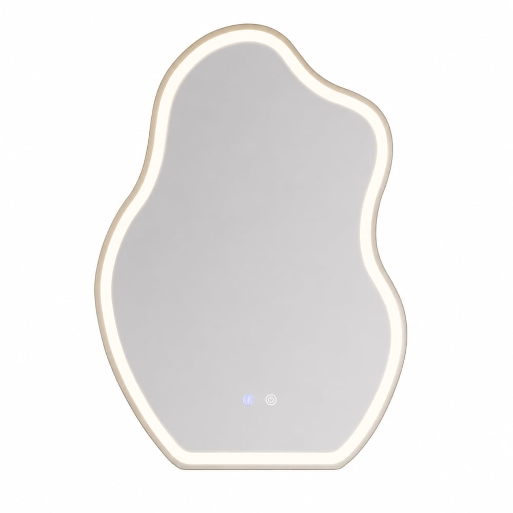 ZMH Badspiegel mit Beleuchtung Glas 50x70 cm Weiß Wolkenform LED style modern Weiß Glas