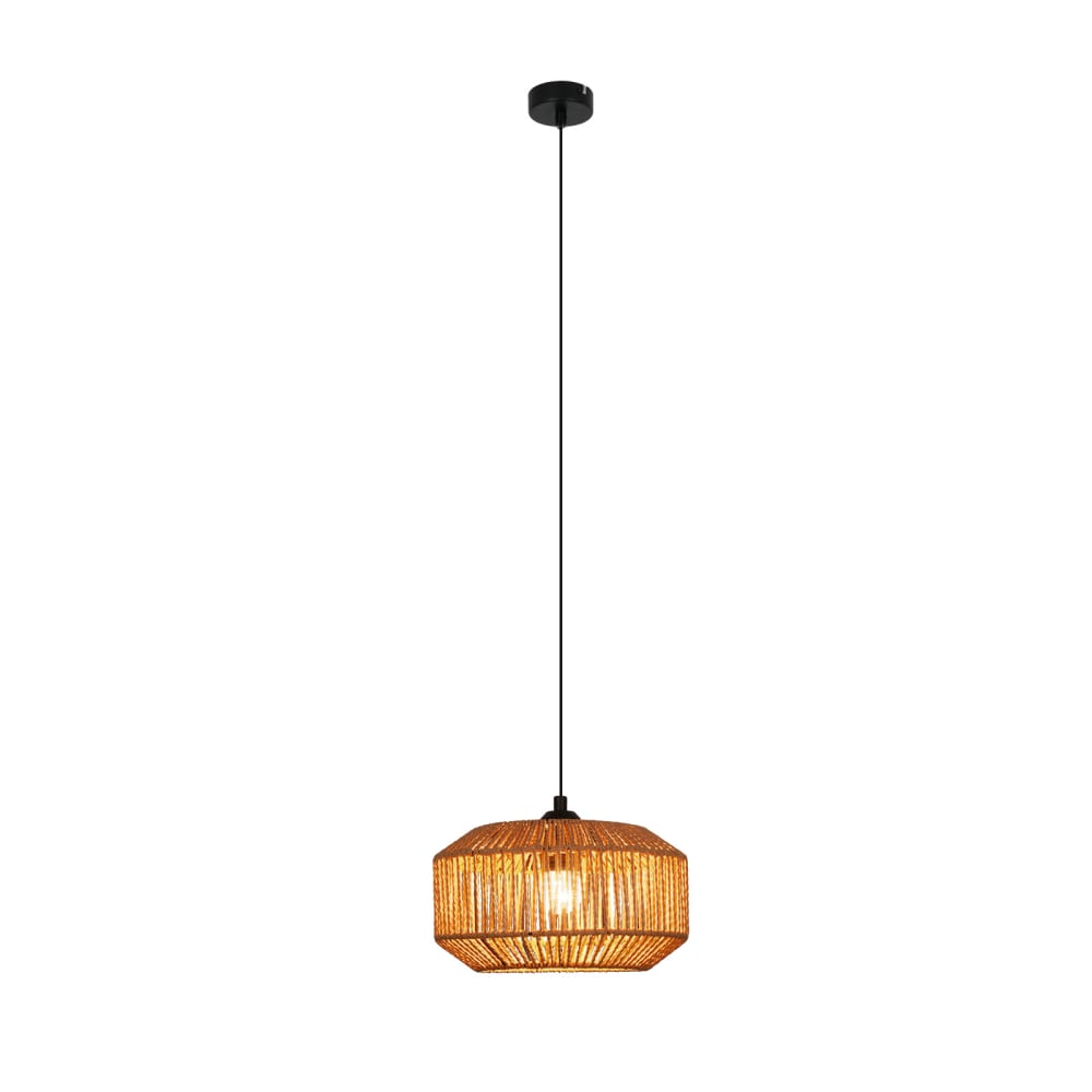 Suspension en fer et corde en chanvre, noir et beige clair, h.140cm