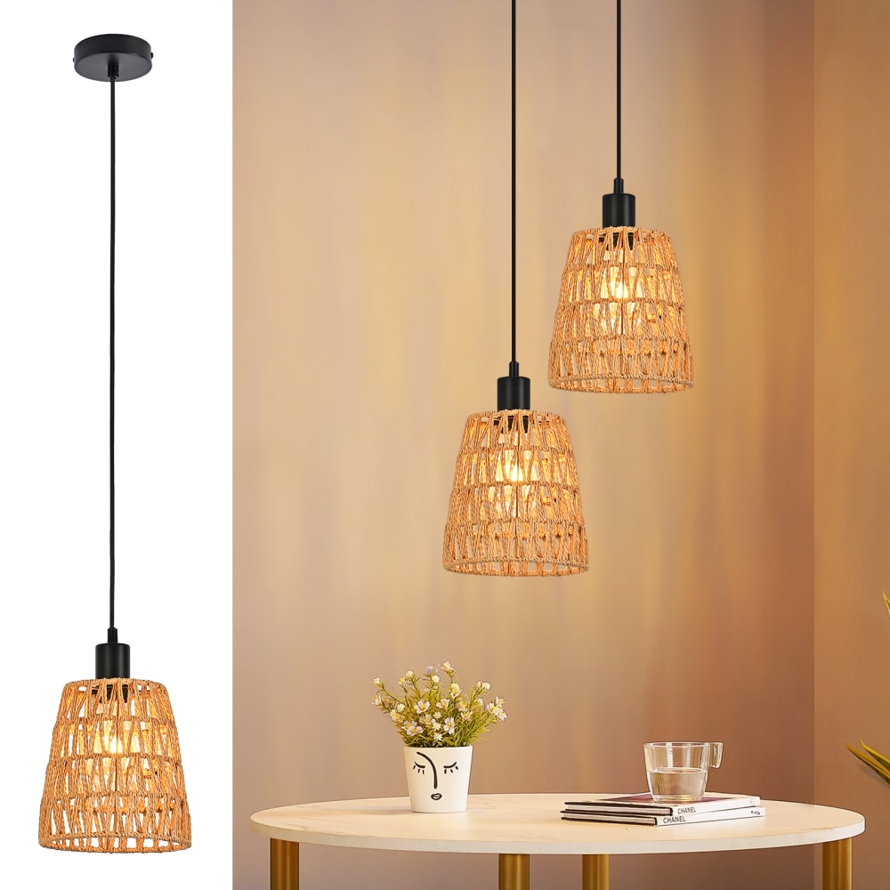 Pendelleuchte, Eisen Papierseil H.120CM, Braun - Maisons Du Monde