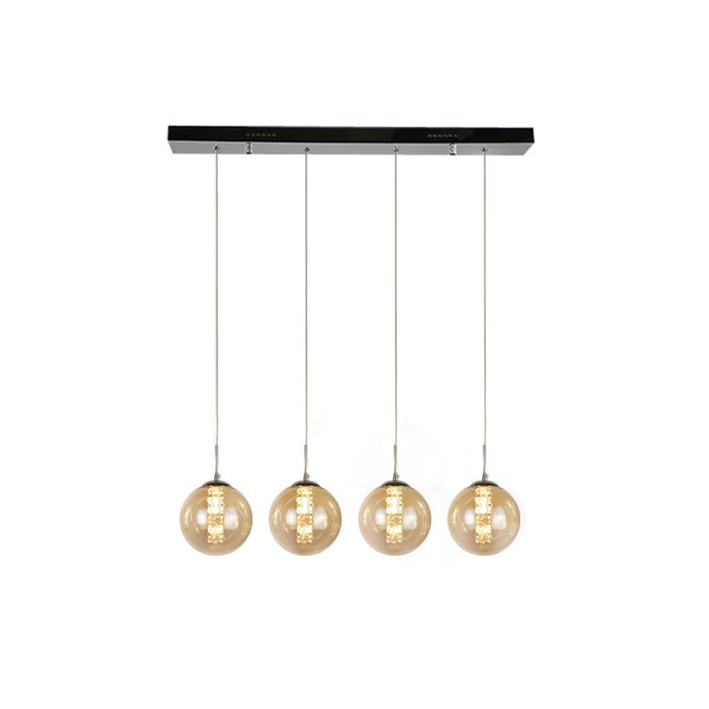 Suspension en fer et verre, ambré, h.172cm