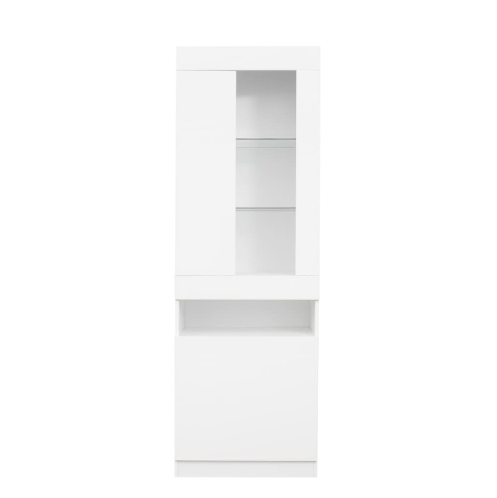 REDOM Vitrine aus Spanplatte mit LED-Beleuchtung 50x40x180 cm, Weiß Weiß Spanplatte