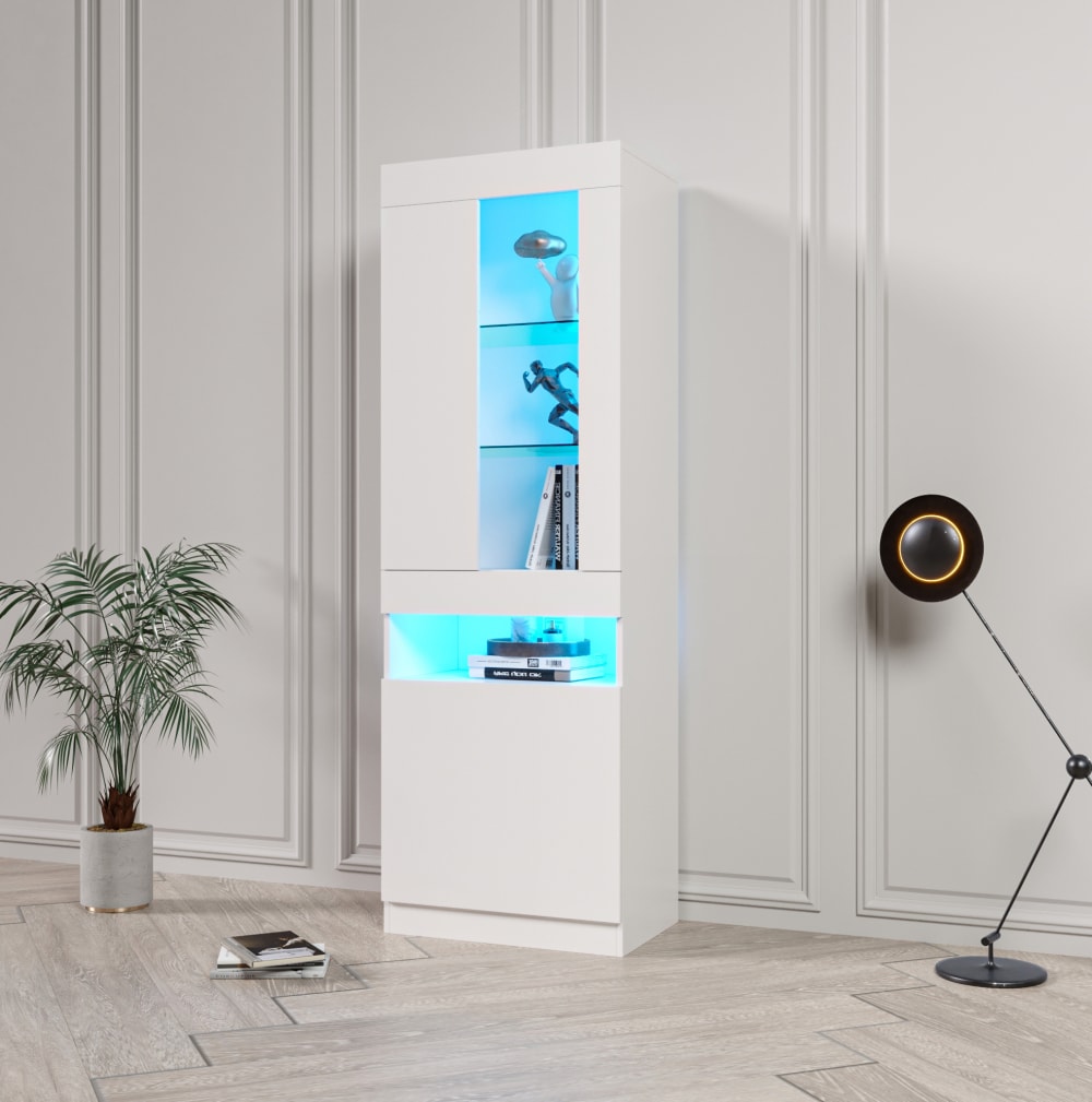 Vitrine en panneaux de particules avec led blanc 50x40x180 cm