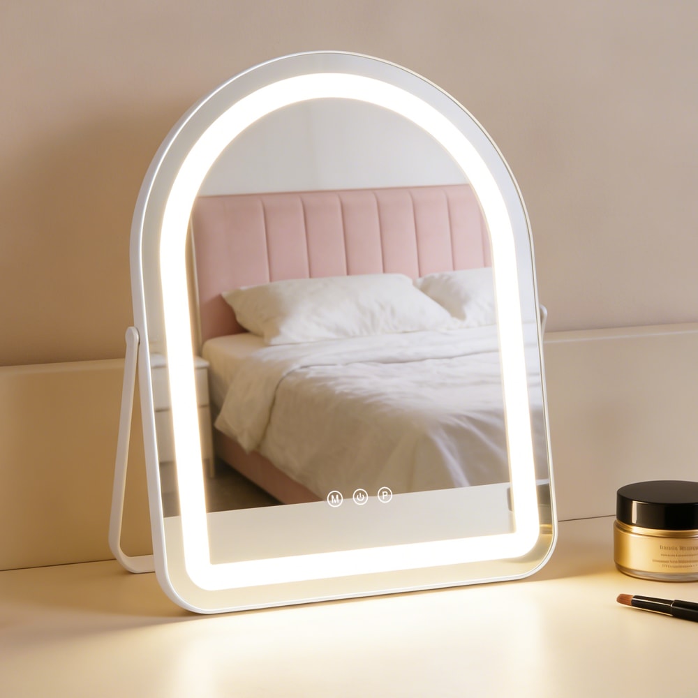 Tischspiegel Glas 35x45cm Weiß 11W - Maisons Du Monde