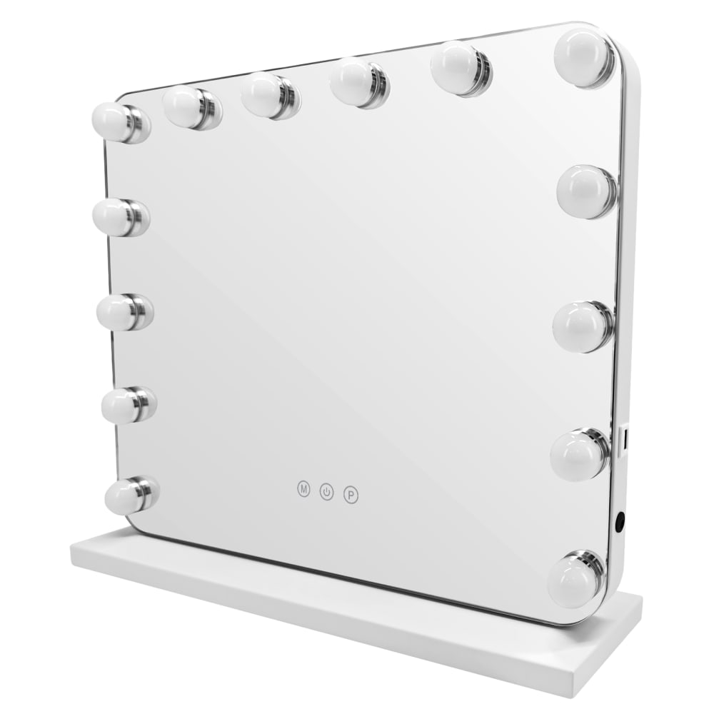 ZMH Tischspiegel Glas 50x40cm Weiß 13W style modern WEISS GLAS Mädchen