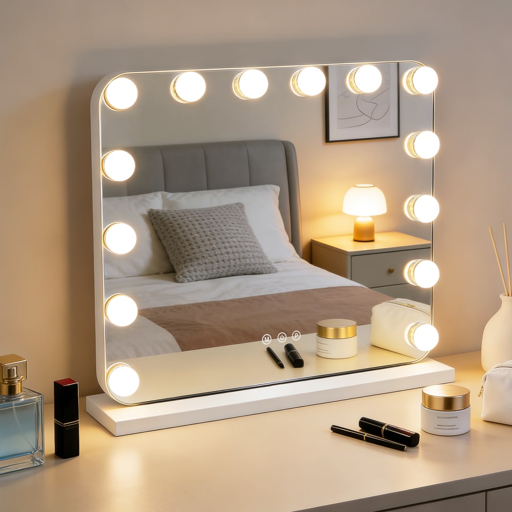 Miroir de maquillage verre blanc 50x40cm 13w