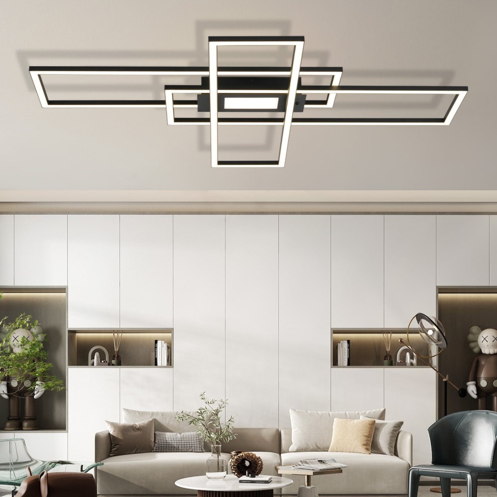 Plafonnier aluminium noir 99x70x7cm led 50w — vue 4
