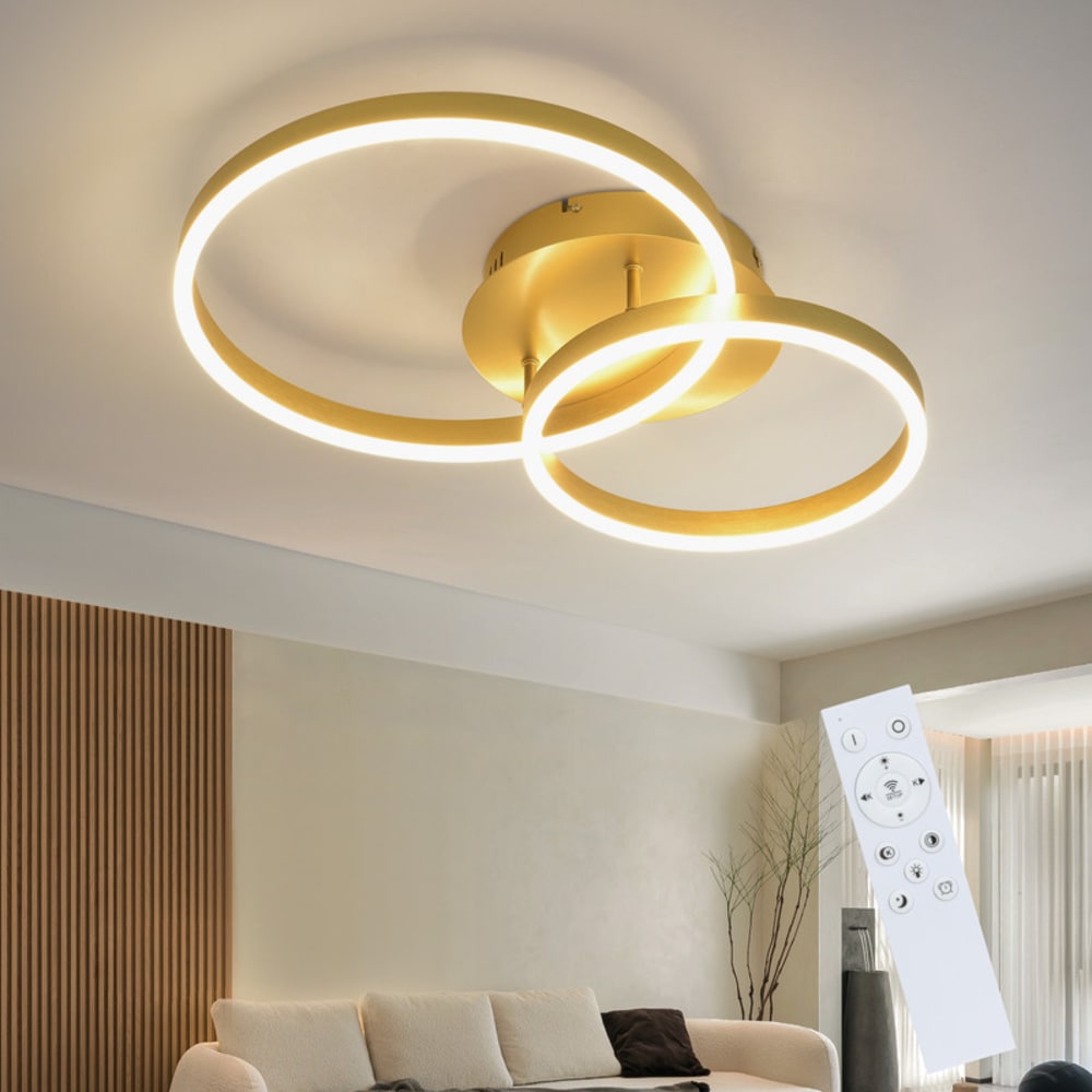 Plafonnier fer doré 40x30x24cm led 46w — vue 3