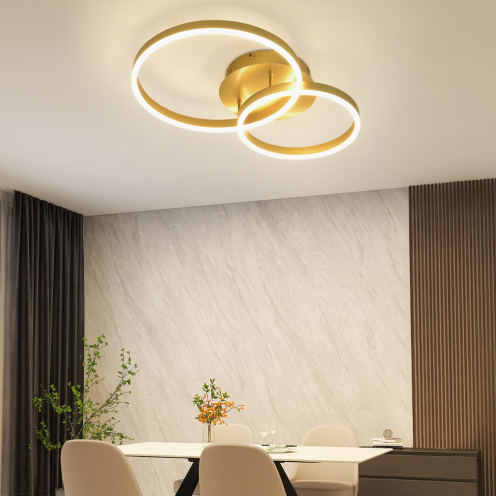 Plafonnier fer doré 40x30x24cm led 46w — vue 4