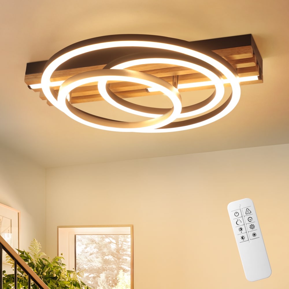 Plafonnier aluminium noir 38x32x8.8cm led 44w — vue 3