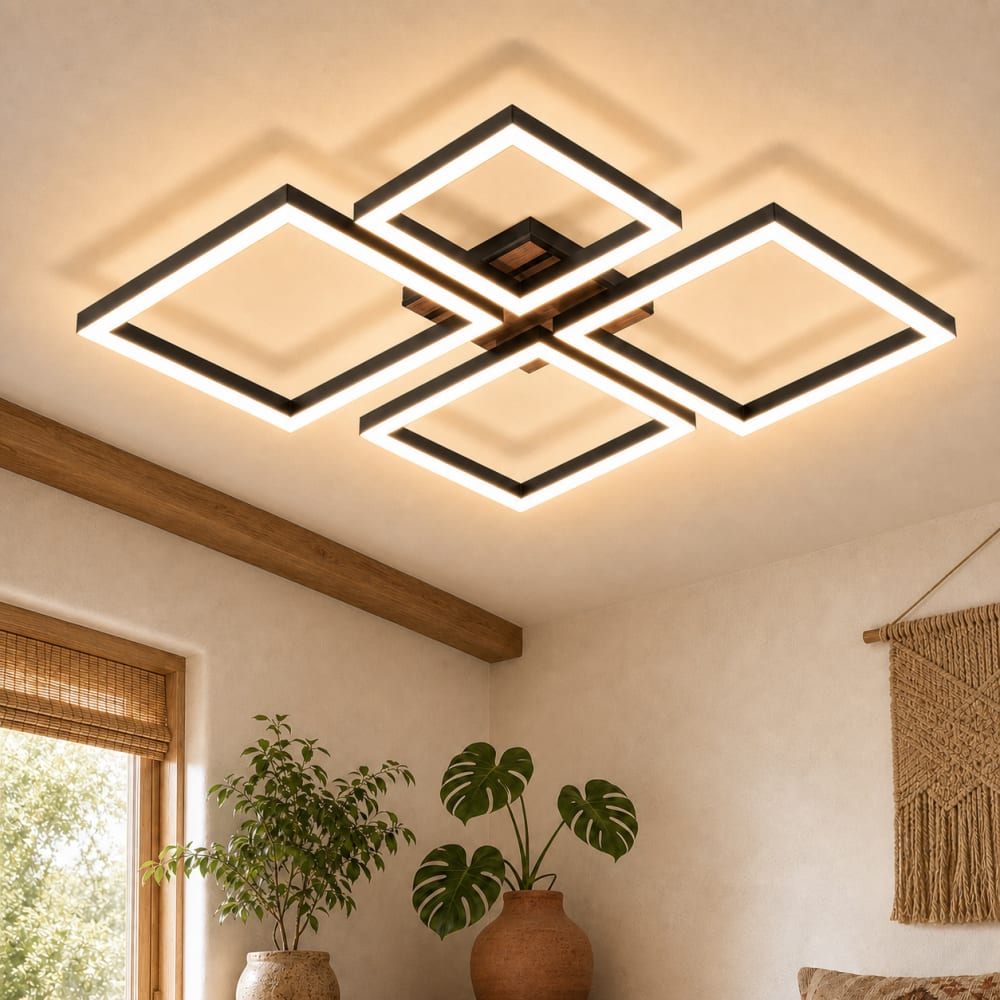 Plafonnier en fer noir 48x45.5x6cm led 32w — vue 3