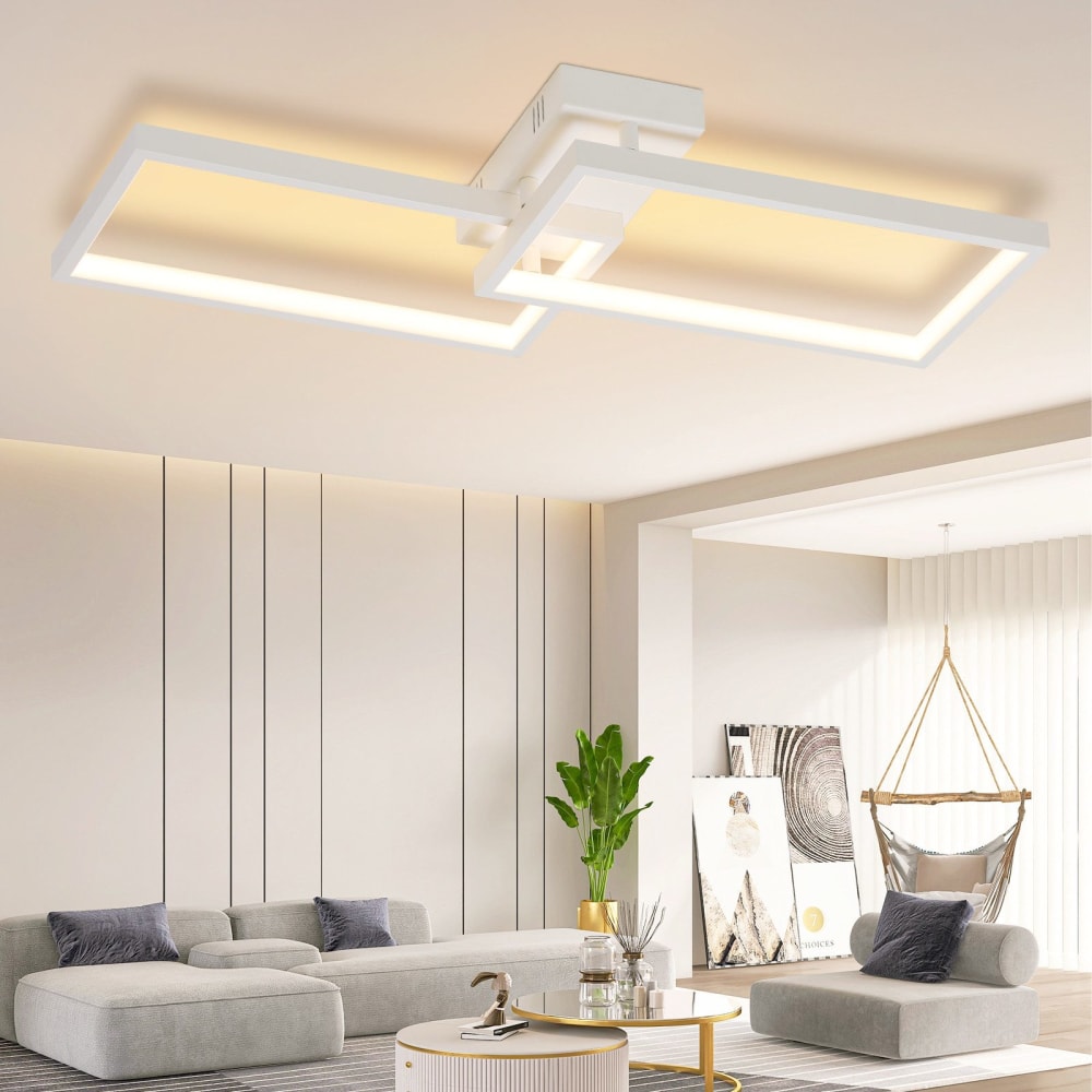 Plafonnier fer blanc 80x39x7.5cm led 48w — vue 3