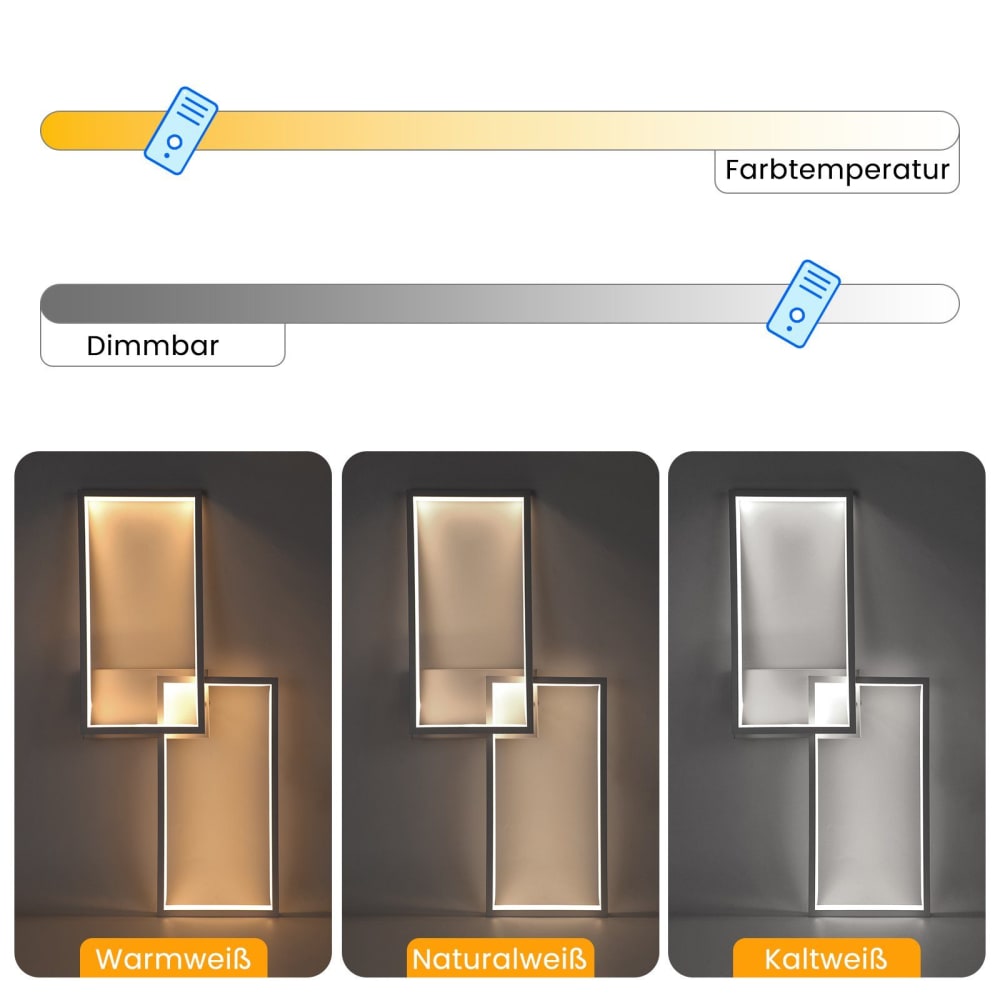 Plafonnier fer blanc 80x39x7.5cm led 48w — vue 4