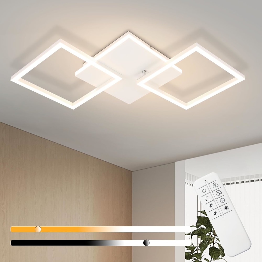 Plafonnier fer blanc 62.8x29.5x7.4cm led 32w — vue 3